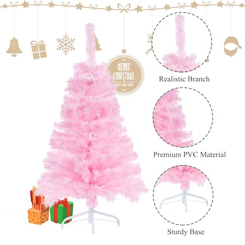 Pink 3ft Artificial Christmas Tree with Metal Stand - Tabletop Holiday Decor