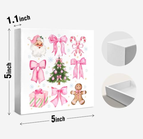 Pink Bow Christmas Tree Wooden Desk Sign - Couquette2 Holiday Decor