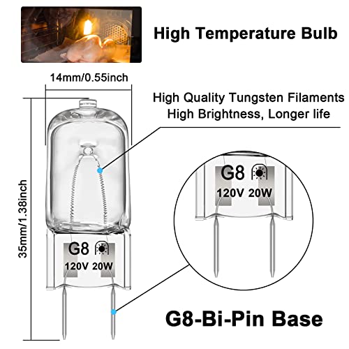 G8 Microwave Light Bulb 120V 20W - 2 Pack Replacement for Over Range Oven