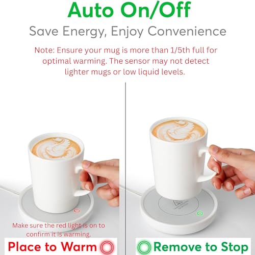 BULK PARADISE White Coffee Mug Warmer with Auto Shut-Off - 17W Desk Cup Warmer