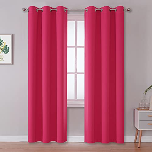 84-Inch Fuchsia Pink Room Darkening Curtains - 2 Panels