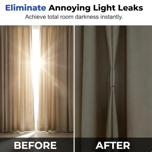 Magnetic Curtain Weights and Clips - 6 Pairs for Light Blocking & Privacy