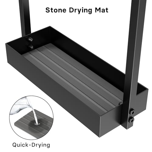 Slim Metal Umbrella Stand with Absorbent Drying Stone for Entryway