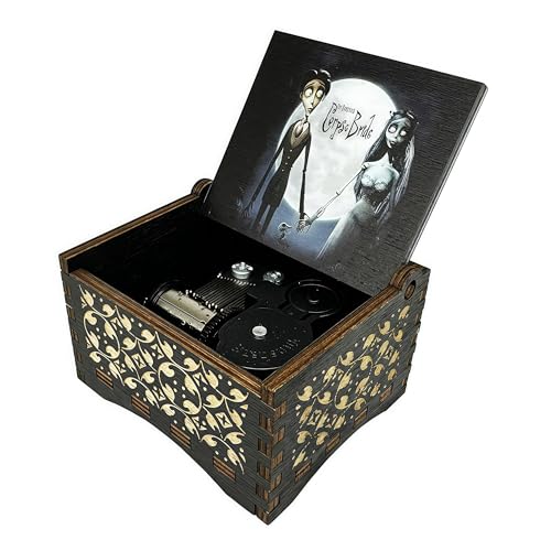 Engraved Wooden Wind-Up Music Box, Vintage Style Musical Keepsake
