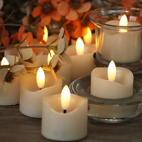 EZiKitchen 24 Pack Flameless Votive Candles - Realistic Flickering LED Tealights, 1.5x1.67 Inches, Battery Operated, Safe Decor