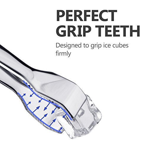 TRUSBER 1 Pack Stainless Steel Ice Tongs 6.7 Inches for Ice & Food Serving