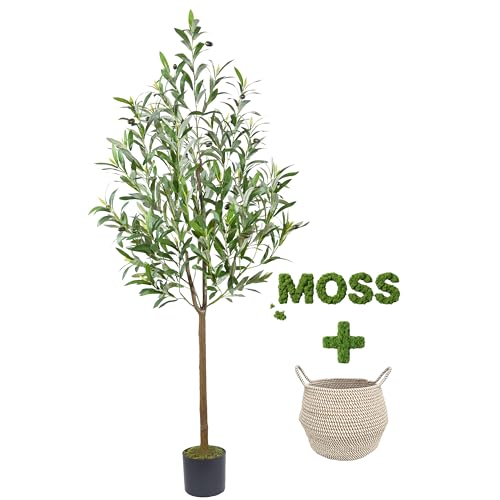 5ft Artificial Olive Tree with Woven Basket - Faux Indoor/Outdoor Plant