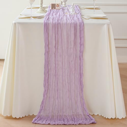 Lavender Purple Cheesecloth Table Runner 35 x 120 Inch Boho Gauze Decor