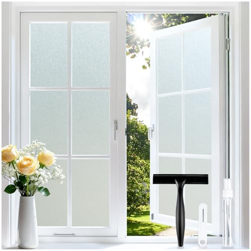 Frosted Glass Window Privacy Film - No Glue, 17.5" x 78.7"