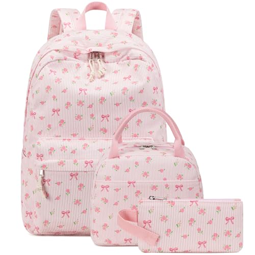 Lightweight School Backpack Set for Teen Girls with Lunch Box & Pencil Case