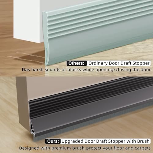 39-Inch Under Door Draft Stopper with Brush - Weather Stripping Door Sweep