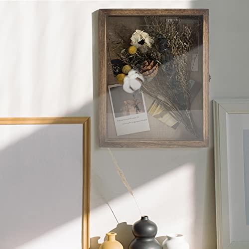 11x14 Wood Shadow Box Display Case with Hinged Door and Linen Back
