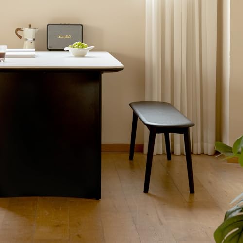 47-Inch Solid Oak Wood Dining Bench, Modern Rounded Entryway Bench