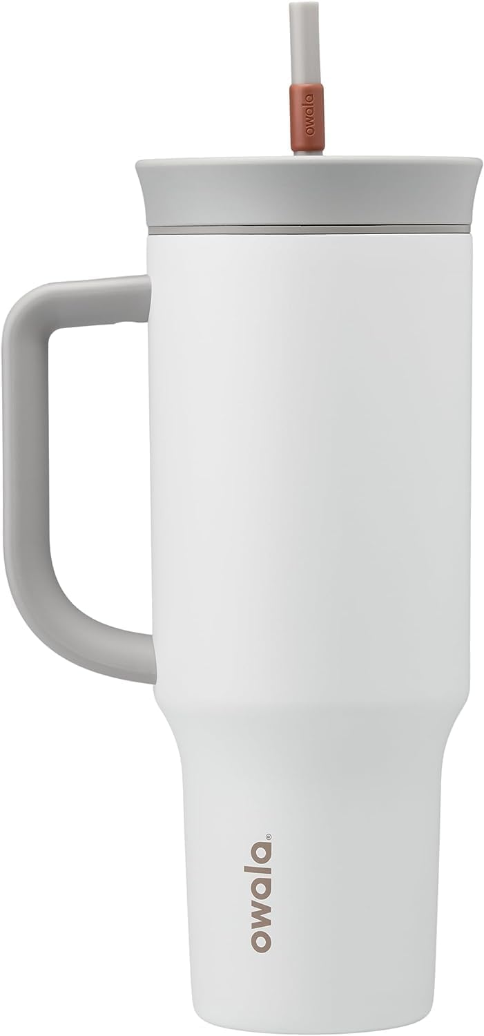 Owala 40 oz Stainless Steel Insulated Travel Tumbler - Spill Resistant Lid, Straw & Carry Handle - Gray