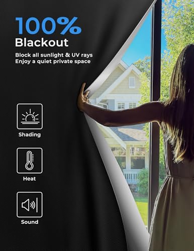 100% Portable Blackout Curtains for Windows - No Drill Cut-to-Size Shade