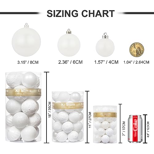 White Christmas Ball Ornaments Set of 20 - 3.15-Inch Shatterproof Decor