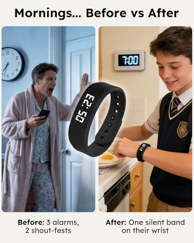 Vibrating Alarm Clock Watch for Heavy Sleepers - Silent Wake Up Wristband