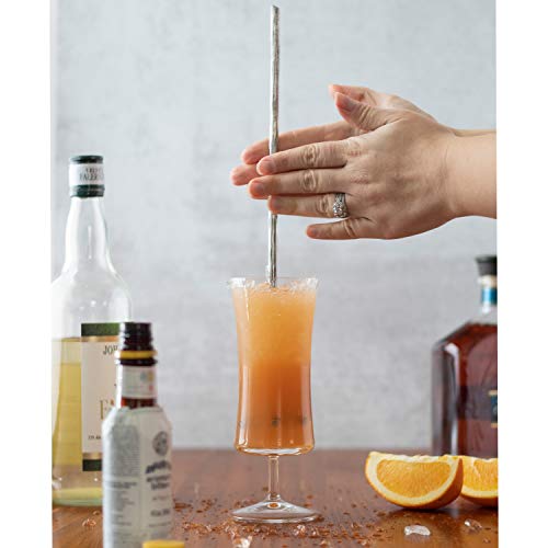 Piña Barware 13.5-Inch Stainless Steel Wooden Finish Swizzle Stick - Cocktail Stirrer