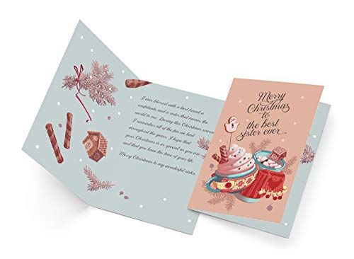 Premium Christmas Card for Sister - Eco-Friendly Thick Cardstock with Envelope, Made in USA, 5x7.75 Inches