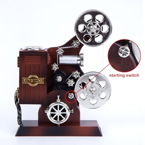 Vintage Movie Projector Music Box with Jewelry Storage Drawers