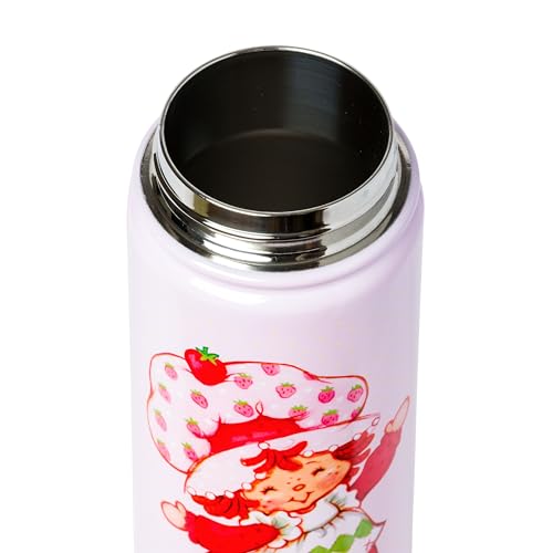 Silver Buffalo Strawberry Shortcake Stainless Steel Water Bottle with Swivel Handle, 20 Ounces
