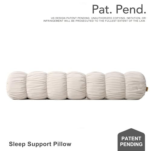 Long Bolster Pillow for Bed - 39 Inch Misty White, Soft Velvet Cover