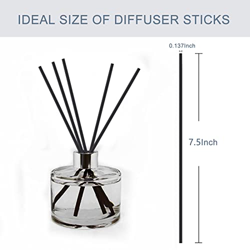 HOSSIAN Black Fibre Reed Diffuser Sticks 7.5 Inch, 50 Pcs Replacement Aromatherapy Reeds
