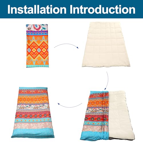 Japanese Twin Size Futon Mattress Cover with Zipper - Retro Design
