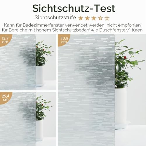 Frosted Window Privacy Film - Non-Adhesive Static Cling, 17.5" x 78.7"