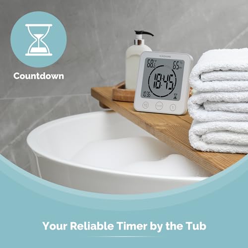 Waterproof Digital Shower Clock with Countdown Timer, Temperature & Humidity