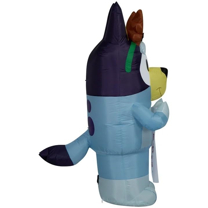 Gemmy 4.5 ft Bluey Christmas Inflatable with Reindeer Antlers and Wish List