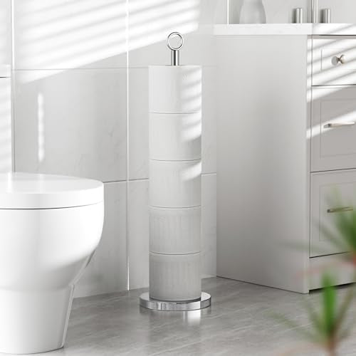 Freestanding Stainless Steel Toilet Paper Holder Stand for 4 Rolls