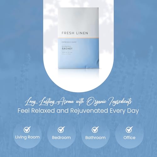 Fresh Linen Scented Sachets - 6 Pack Long-Lasting Air Freshener Envelopes