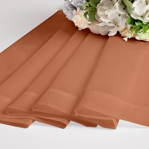Burnt Orange Sheer Curtains - 84 Inch Length, 2 Panels, Light Filtering Drapes