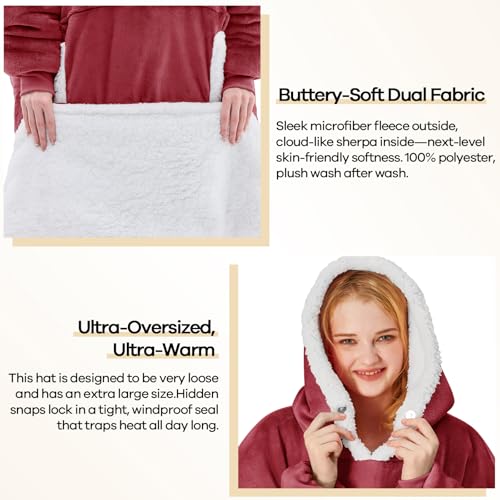 Yescool Oversized Wearable Blanket Hoodie - Red Halloween Gift