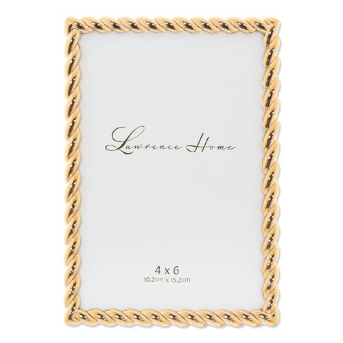 4x6 Decorative Gold Metal Rope Picture Frame - Wall & Tabletop Display