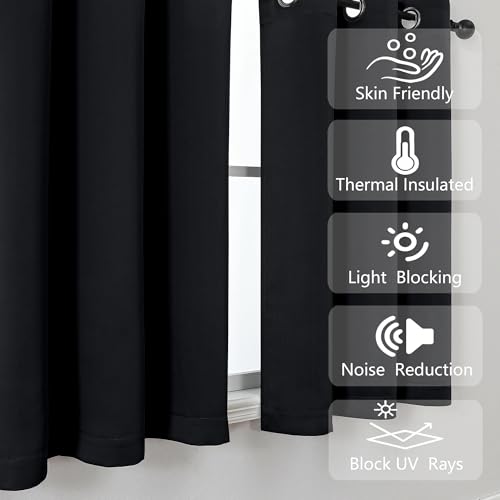 Blackout Kitchen Curtains - 2 Panels, 40 x 24 Inch, Light Blocking
