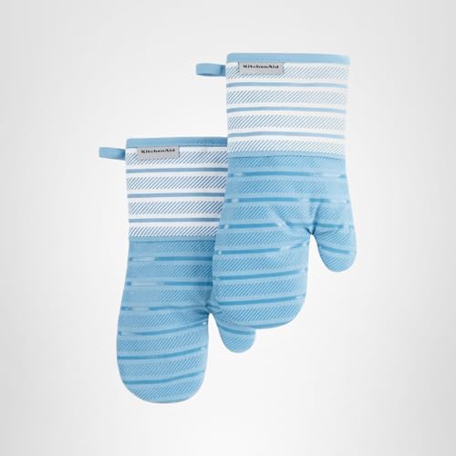 KitchenAid Albany Oven Mitt 2-Pack Set, Blue Velvet, 7"x13"