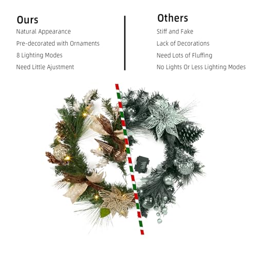 6 ft Gold & Brown Christmas Garland with Lights - Battery Operated, Indoor/Outdoor