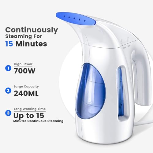 HiLIFE Portable Handheld Clothes Steamer 240ml 700W Blue (120V)
