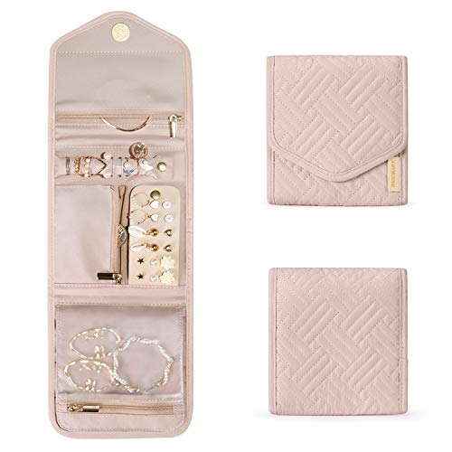Travel Jewelry Organizer Case Foldable Soft Quilted Roll