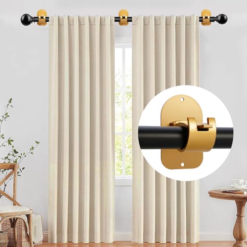 No-Drill Self-Adhesive Curtain Rod Brackets - 4PCS Gold Wall Hangers