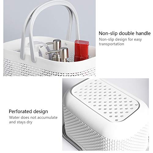 Plastic Portable Shower Caddy Basket Storage Organizer with Handle White