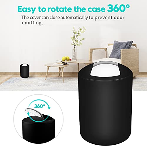 6-Piece Plastic Bathroom Accessory Set with Trash Can, Black