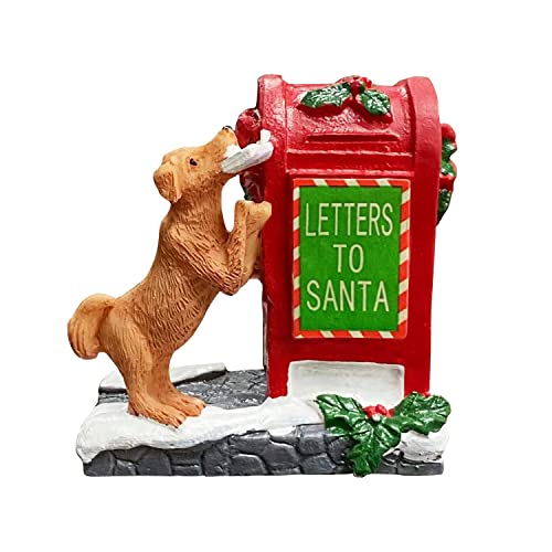 Miniature Puppy Letter to Santa Christmas Village Figurine Ornament