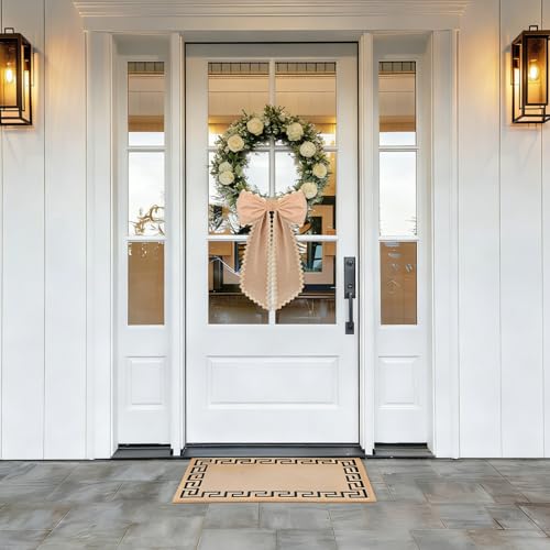 2 Pack Scalloped Wreath Sash Burlap Front Door Ribbon Bow for Porch