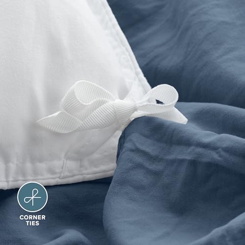 Ultra-Soft Washed Queen Duvet Cover Set with Pillow Shams - Linen Look