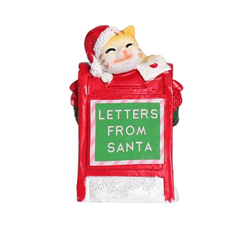 UMESONG Christmas Village Cat Mailbox Set - Resin Kitty Figurines for Holiday Decor