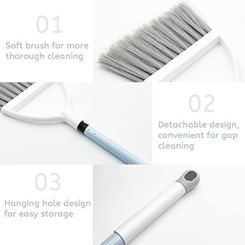 Small Broom and Dustpan Set - Compact Hand Sweeper for Tight Spaces (White)