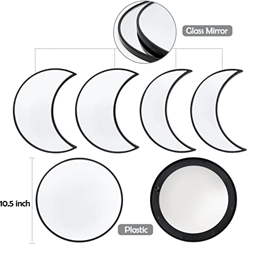 Boho Moon Phase Wall Mirror Set for Spiritual Bedroom and Home Decor